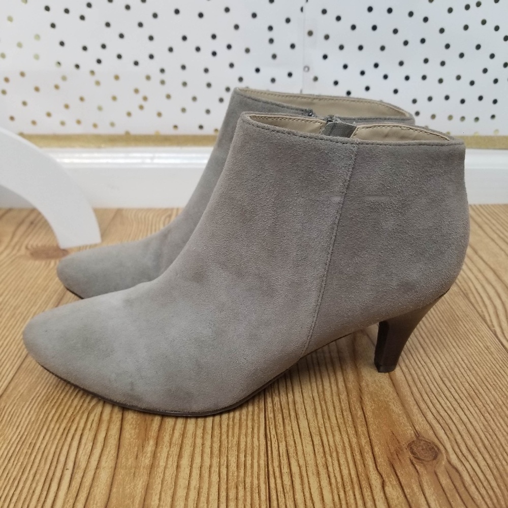 Soft Surroundings Taupe Leather Heeled Booties 6.5